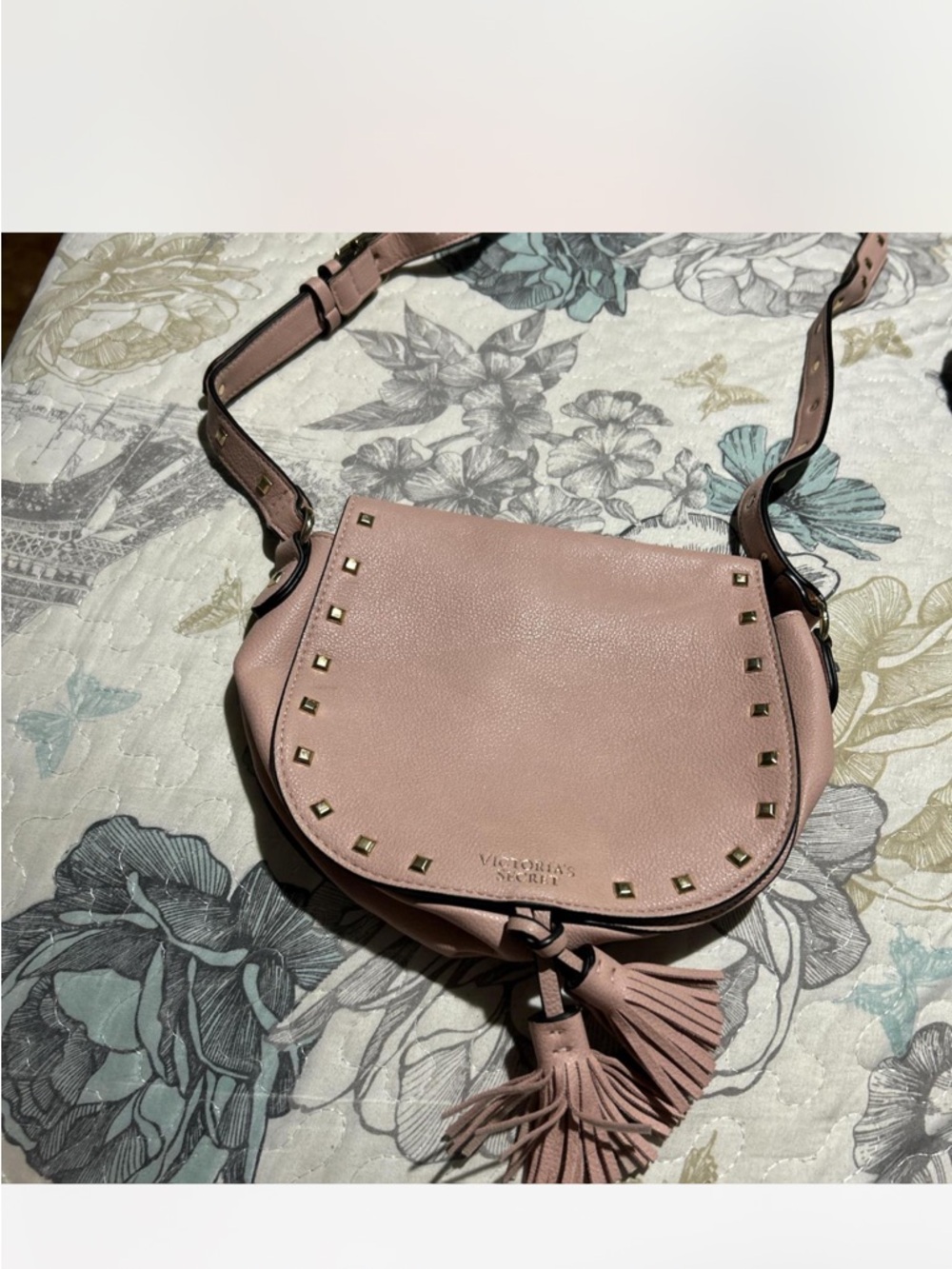 Victoria's Secret Pink Saddle Crossbody with Tassel & Studs